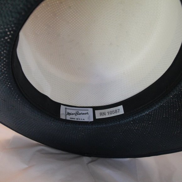 Hat wide brim navy blue & white with gold trim Size 7 (small to medium) - Picture 5 of 6